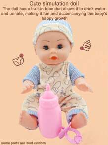 29 厘米栩栩如生的婴儿娃娃玩具，可互动的娃娃可以睁开/闭上眼睛、喝水、小便、让爸爸妈妈哭和笑，适合男孩女孩的生日圣诞礼物（包括奶嘴和奶瓶）
