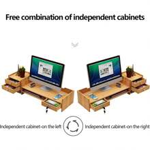 SENDERPICK Wooden Monitor Stand With 3 Lockable Drawers, Monitor Riser For Desk, 180° Swivel Angle - màu gỗ - Xem 7