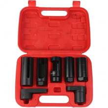 7pcs Oxygen Sensor Socket Set Oxygen Sensor Socket Wrench And Thread Chaser Set For Socket Removal And Installation - Red - View 7