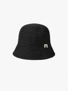 1pc Women Solid Color Knitted Hollow Out Bucket Hat, Simple Fashion Versatile Summer Breathable Sun-Shading Cap, Face Slimming Bucket Hat