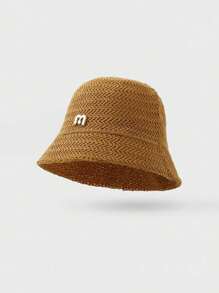1pc Women Solid Color Knitted Hollow Out Bucket Hat, Simple Fashion Versatile Summer Breathable Sun-Shading Cap, Face Slimming Bucket Hat