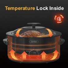 Sunvivi Electric Turkey Rotisseries And Roasters Oven With Visible Glass Lid, Black - Black - View 6