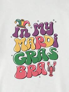 宽松女T恤 宽松女装时尚休闲字母小龙虾印花短袖T恤 女装白色圆领宽松舒适休闲运动短袖T恤 女装白色上衣 女装白色短袖T恤 春装夏季上衣