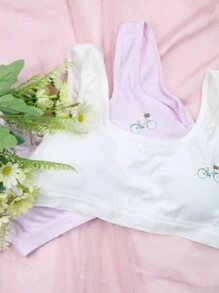 Pack de 4 Tops, para niñas con almohadillas extraibles con hermoso diseño de olanes en el resorte y una bicicleta en la parte izquierda (los colores se envían al azar) - Multicolor - Ver 5