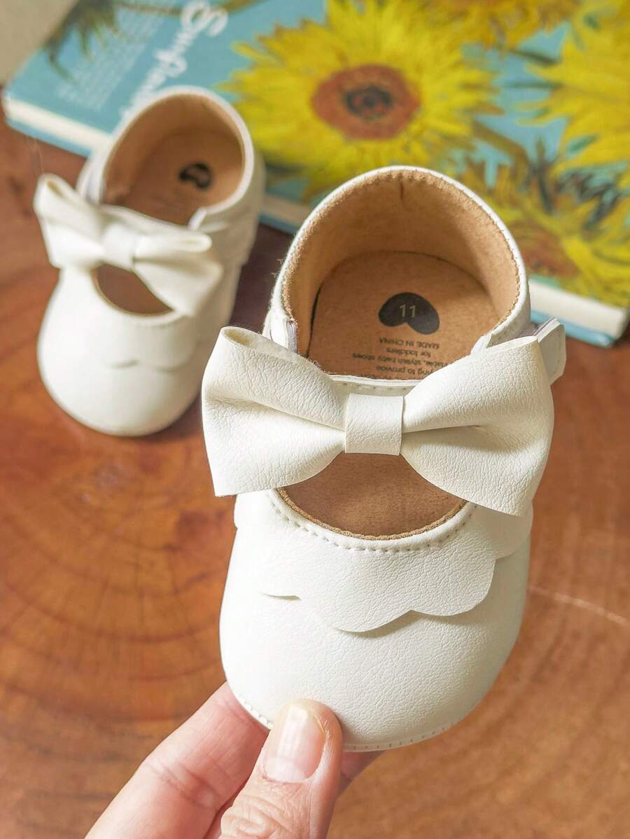 Trẻ sơ sinh Trẻ sơ sinh Bé gái Đế mềm Bowknot Công chúa Váy cưới Mary Jane Flats Prewalker Trẻ sơ sinh Giày thể thao nhẹ cho trẻ sơ sinh