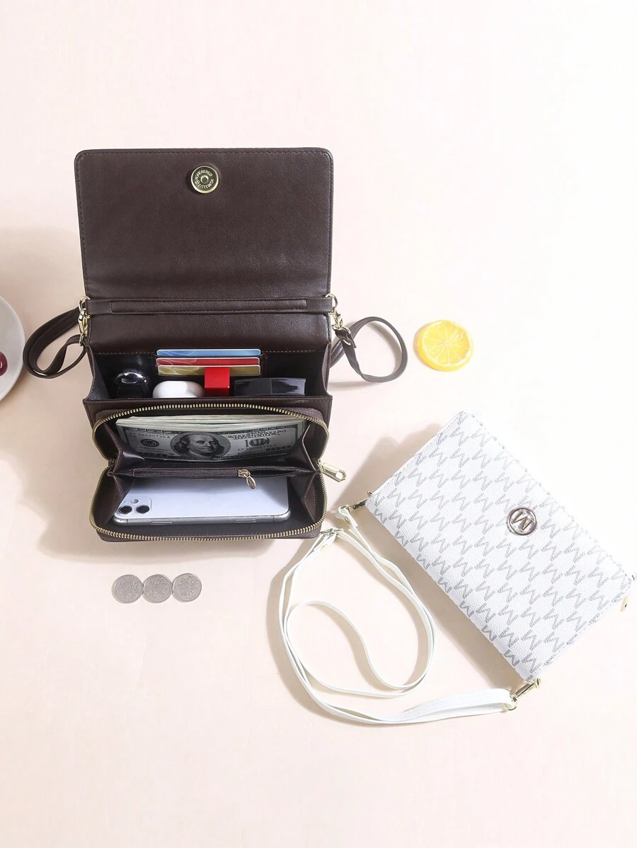 极简主义翻盖方形包 小号斜挎包 方形侧肩包 宽肩带手提包 手机 女士单肩包 带信用卡槽的钱包 可转换式斜挎包 背包 手机钱包 女士钱包 钱包