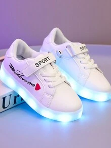 GUANGLAN 儿童可充电 7 色发光鞋，男童女童中童白色 LED 发光运动鞋休闲运动跑步鞋 - 白色 - 查看 2
