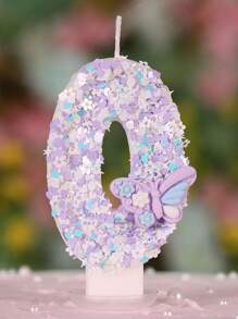 1 pieza Vela de cumpleaños creativa de mariposa tricolor morada, decoración de pastel para fiesta de aniversario, decoración de fiesta