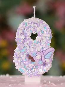 1 pieza Vela de cumpleaños creativa de mariposa tricolor morada, decoración de pastel para fiesta de aniversario, decoración de fiesta