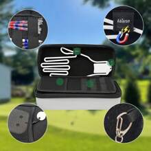 1pc Golf Storage Box, Golf Off-Course Accessories Organizer For Golf Accessories, Golf Bag Cover, T-Shirt Ball Marker Gloves Phone Keys, Golf Valuables Protection Box, Portable Golfer Gift For Men And Women, Golf Caddy Storage Box With Storage Slots For Divot Tools, Tees And Ball Markers - Multicolor - View 3