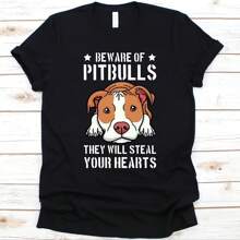 Beware Of Pitbulls They Will Steal Your Heart Shirt, Funny Pit Bull Shirt For Fur Moms And Dads, Dog Lover, Pitbull Owner Shirt, Dog Tee - Black - View 1