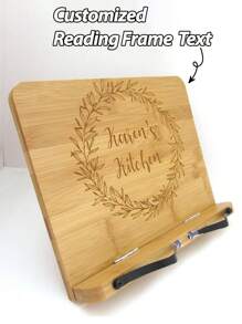 1pc Custom Text Bamboo Reading Bookshelf,Personalized Cookbook Stand - Engraved Bamboo Recipe Stand - Wooden Recipe Book Holder, School Supplies, Gifts For Kid Back To School