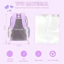 Mochila transparente MOONBABY para niñas en edad escolar, mochila transparente de TPU resistente aprobada para eventos en estadios, mochila transparente - Morado - Ver 4