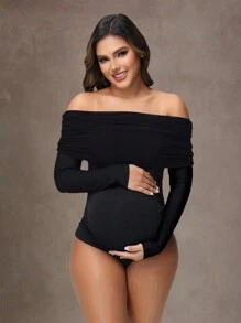 孕妇露肩紧身衣性感长袖紧身拍照连体衣