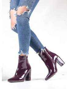 BOTINES COLOR VINO DE recubierto PARA MUJER. BOTINES CÓMODOS. BOTINES PARA MUJER DE TACÓN - Granate - Ver 1
