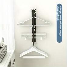 Nordic Style Magnetic Washer Clothes Hanger Rack, Wall Mounted Drying Rack For Balcony, No Drilling Storage Organizer - Multicolor - View 5