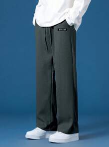 Men's Spring/Summer Fashionable Casual Thick Waffle Straight Leg Pants - Dark Grey - View 3