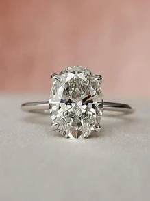 1 Peça Anel de Noivado Oval com 5 Pedras Cintilantes, Aliança de Casamento para Mulheres, Anel de Promessa Eternidade, Joia Fina para Presente