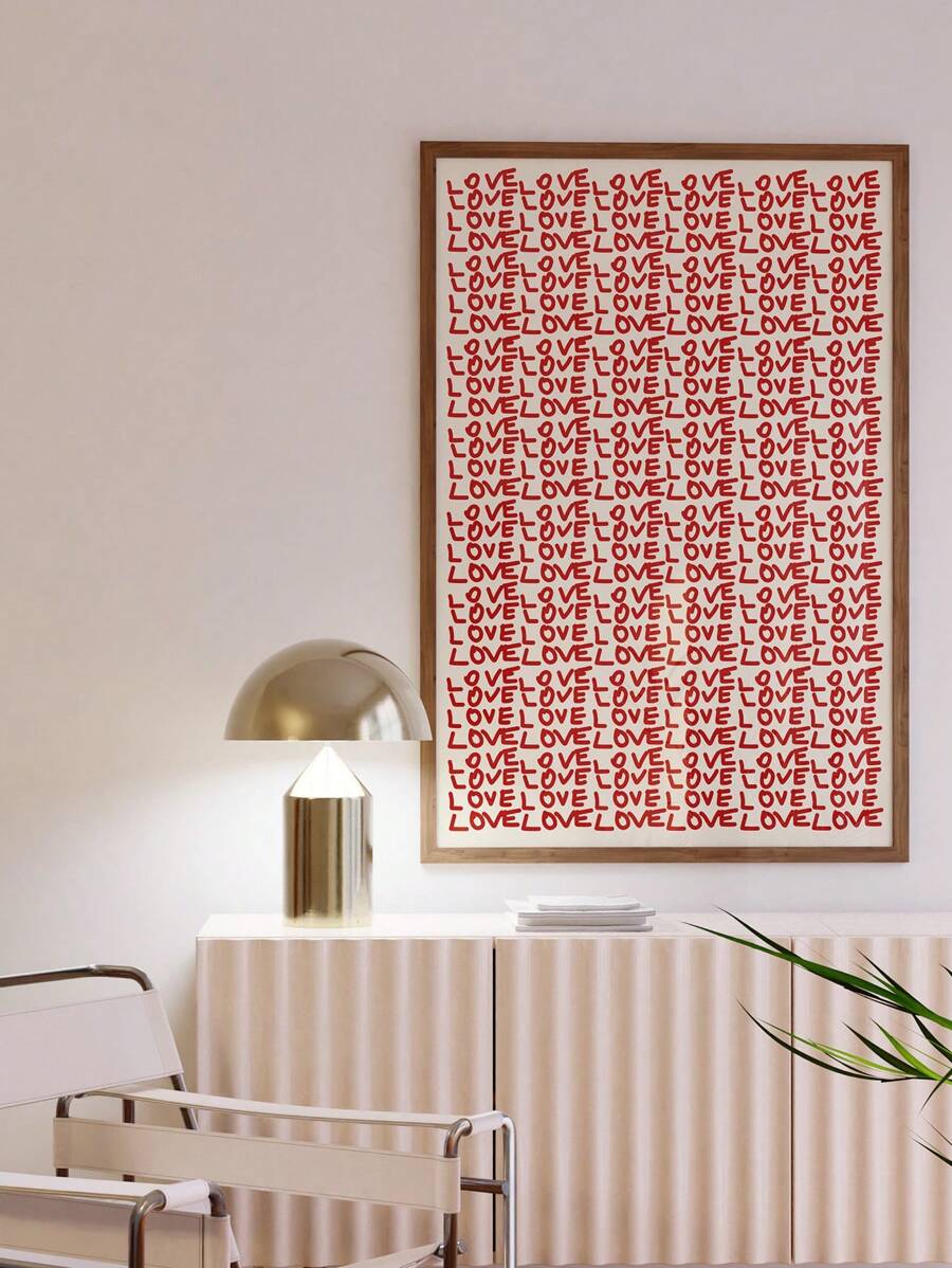 1幅帆布挂画，带框装饰画，情人节海报，爱情礼物，绘画印刷品，爱情海报艺术复古印刷创意防水帆布海报，卧室、办公室、客厅、咖啡馆、酒吧、家居和宿舍墙面装饰 - 彩色 - 查看 1