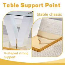 MUUOKY 7-Piece Modern Dining Table Set For 6, 71" Dining Table Set For Dining Room, Tempered Glass Dining Table With Gold V-Shaped Table Base & 6 High Back Dining Chairs With Soft Cushion, Dining Table Set For Dining Room, Living Room, Farmhous, Apt, Easy To Clean, Easy To Assembly, Room Decor, Home Decor, Kitchen Accessories, Valentine Day Decor, Kitchen, Wedding, Valentine Day, Desk - Grey - View 6