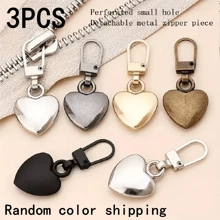 1/3/5/10pcs Heart-Shaped Metal Zipper Pulls, Tool-Free Installation, Removable Buckle Suitable For Bags, Coats, Shoes - Multiple Colors Available, Sewing And Knitting Supplies