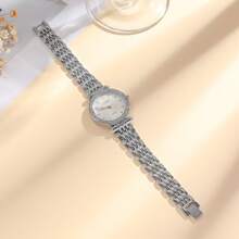 1pc/Set New Minimalist Women's Watch With Diamond-Studded Rectangular Dial And Stainless Steel Strap, Suitable For Daily Wear, Birthday, Gift For Her, Anniversary, Year-End Promotion, Singles' Day, Halloween Promotion, And Other Holiday Gifts