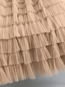 Temperament Knitted Skirt Layered Cake Skirt - Khaki - View 3