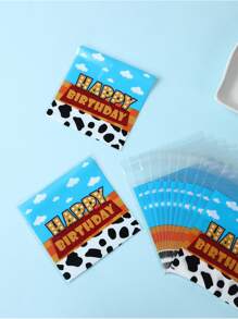 50pcs/100pcs Cartoon Birthday Candy Bags, Self-Sealing Gift Packaging Bags, Cow, Blue Sky & White Cloud Printed Gift Bags, Cake Bags, Transparent Cellophane Candy Bags, Suitable For Lollipops, Cake Pops, Candies, Chocolates And Cookies, Birthday Wedding Party Supplies, Kitchen Accessories, Small Birthday Party Favors - Multicolor - View 6