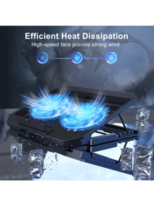 Almohadilla de enfriamiento para computadora portátil con 2 ventiladores, rotación de alta velocidad, ventiladores silenciosos, adecuada para todos los tamaños de computadoras portátiles, almohadilla de enfriamiento para computadora portátil, almohadilla de enfriamiento para computadora portátil - Negro - Ver 6