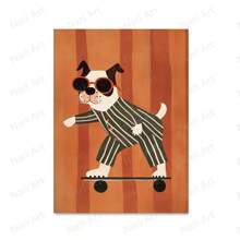 1pc Funny Animals Rabbit Dog Bear Cat Skateboard Posters Prints Wall Art Canvas Neutral Nursery Pictures For Baby Kids Room Decor No Frame - Multicolor - View 28