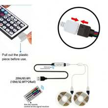 1 peça Tira de Luz LED 5050 RGB de 1,0 m/2,0 m/3,0 m/5,0 m/10,0 m/15,0 m/20,0 m com Cor Mudando RGB, Controle Remoto de 44 Teclas, Dimmerável, Cortável, Adequada para Quarto, Teto, Sala de Estar, Cozinha, Iluminação Traseira de TV, Decoração de Festa e Feriado