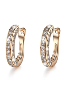 2件套男士朋克耳环，钛金属耳钉，金银色镶钻耳环