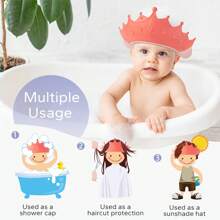 2 PCS Baby Shower Cap Set For Kids, Adjustable Toddler Hair Washing Shield With Shampoo Rinse Cup Bathing Cap Baby Shower Visor Shampoo Cap - Pink 2-piece Set (shampoo Cap + Shampoo Cup) - View 4