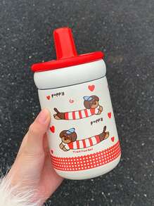 1pc Adorable Minimalist Cat Design Insulated Water Bottle, High-End Practical Portable Stainless Steel Tumbler Back To School - Multicolor - View 8