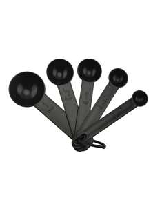 5 件/套塑料量杯和量勺套装，带刻度标记 - 食品安全，灰色和黑色烘焙工具，带安全测量刻度，适用于烹饪和烘焙