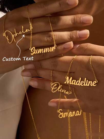 1PC Personalized Children Boys And Girls Simple DIY Name Stainless Steel Necklace ,Customized For Delicate Gift For Kids, Baby Shower,Back To School Winter Gift Ideas Boy Girl Valentine's Da