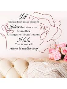1pc Personalized Art English Slogan Lines Flowers Suitable For Living Room Bedroom Bedside Study Wall Decoration Beautification Wall Stickers Room Decor Home Decor Bathroom Decor Bedroom Decor Room Decoration Stuff Living Room Decor House Decor Home Decor Living Room Wall Paper