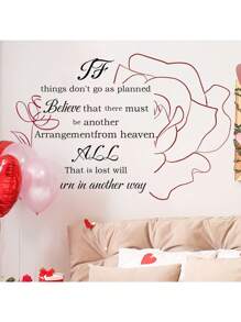 1pc Personalized Art English Slogan Lines Flowers Suitable For Living Room Bedroom Bedside Study Wall Decoration Beautification Wall Stickers Room Decor Home Decor Bathroom Decor Bedroom Decor Room Decoration Stuff Living Room Decor House Decor Home Decor Living Room Wall Paper
