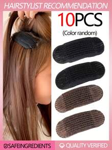 Set de 10 piezas (color aleatorio) Clips de cabello invisibles, elevador de volumen de cabello de plástico sin costuras para la parte superior de la cabeza, accesorios de diseño de cabello adecuados para mujeres, herramientas de peinado Accesorios de belleza para el hogar - Multicolor - Ver 12
