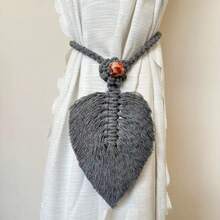 Handmade Woven Leaf Curtain Tie Backs, Boho Style Tasseled Curtain Tie Backs - Multicolor - View 5