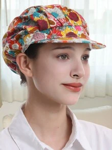 1pc Floral Printed Polyester Hair Band, Soft, Sweat-Absorbent, Dustproof, Adjustable, Breathable, , Washable, Oil-Resistant, Non-Pilling, Well-Crafted, Suitable For Restaurant, Kitchen, Workshop, Travel, Fashion, Work