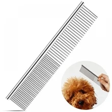 1 pièce Peigne de toilettage pour chien en acier inoxydable long avec brossage enlevage des poils épais et brossage de 19 cm, peigne de démêlage pour toilettage des chats et des chiens pour animaux aux poils hirsutes, élimine doucement le sous-poil desserré et la puce.