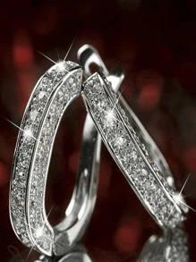 2件套男士朋克耳环，钛金属耳钉，金银色镶钻耳环