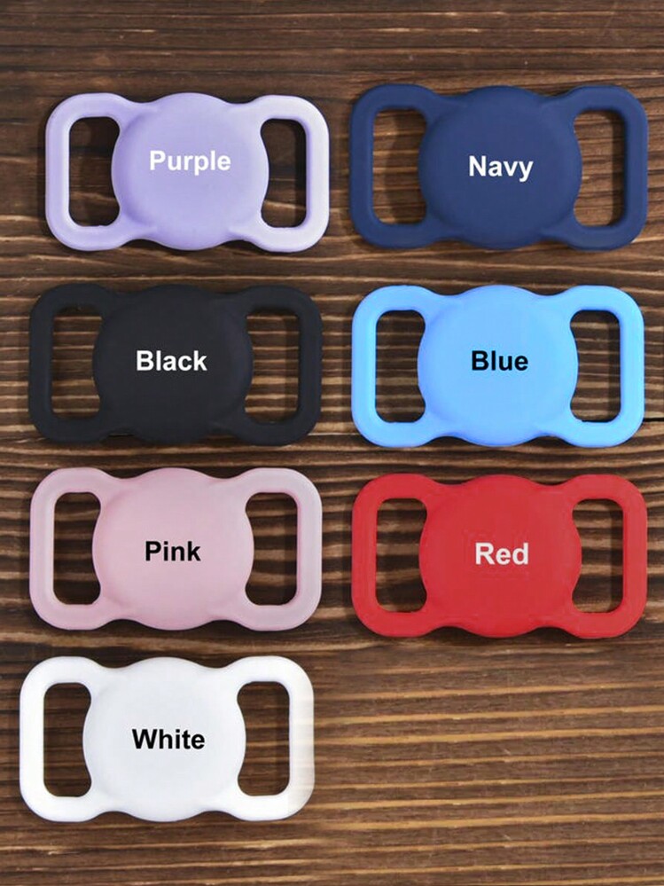 1pc Custom Engraving Text Pet Airtag Protective Cover, Personalized Airtag Dog Collar Holder, Customized Waterproof Dog Airtag Holder, Customizable Airtag Holder For Dog Collar, 6.3x3.5cm, 7 Colors Purple/Black/Pink/White/Navy/Blue/Red - Multicolor - View 3