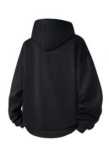 Men's Casual Solid Color Half-Zip Hoodie, Suitable For Spring & Autumn