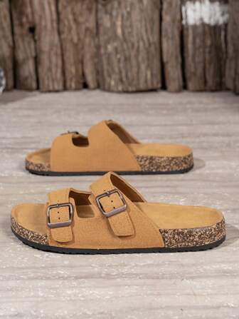 Men's Casual Wooden Slide Sandals, One-Piece Non-Slip In-House & Outdoor Flip-Flops
