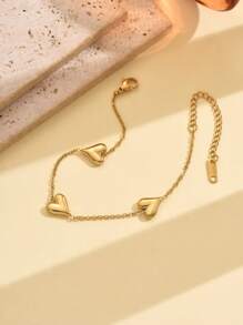 1 件复古简约心形链手链，简约百搭，适合日常佩戴情人节、妈妈、母亲、母亲节、礼物 - 金色 - 查看 9