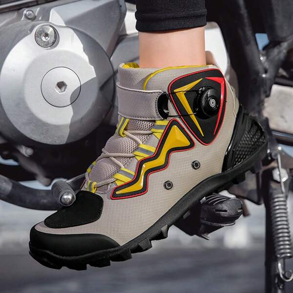 Men's Autumn/Winter Fashionable Outdoor Sports Shoes, Wear-Resistant Outdoor Cycling Shoes, Warm Beige Lock Shoes