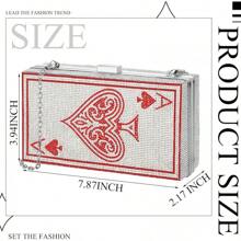 Women Poker Card Evening Clutch Purse Casino Vegas Novelty Purse Hearts Bags Playing Cards(Black,Of Hearts) - 紅色 - 查看 2