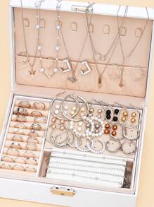 108pcs/83pcs/91pcs/81pcs/58pcs/53pcs Vintage Elegant Butterfly, Heart, Shell, Geometric C-Shaped Faux Pearl Necklace, Bracelet, Ring, Earring, Anklet Jewelry Set, Ideal Gift For Women, Birthday, Holiday, Party, Valentine's Day (No Box)